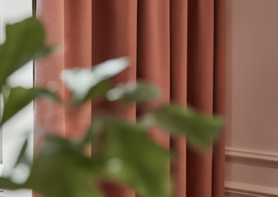 Oranje Artelux Venkel gordijnstof met elegante plooi