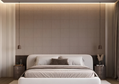AKUVILT V9 Camel akoestische wandpanelen achter bed in slaapkamer - AC Mooi Wonen Culemborg