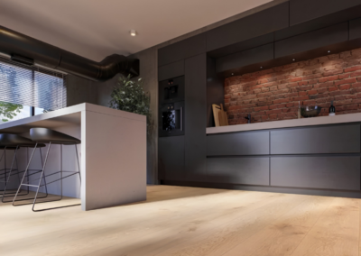 Licht eiken Corepel XL Wood Bern vloer in moderne keuken